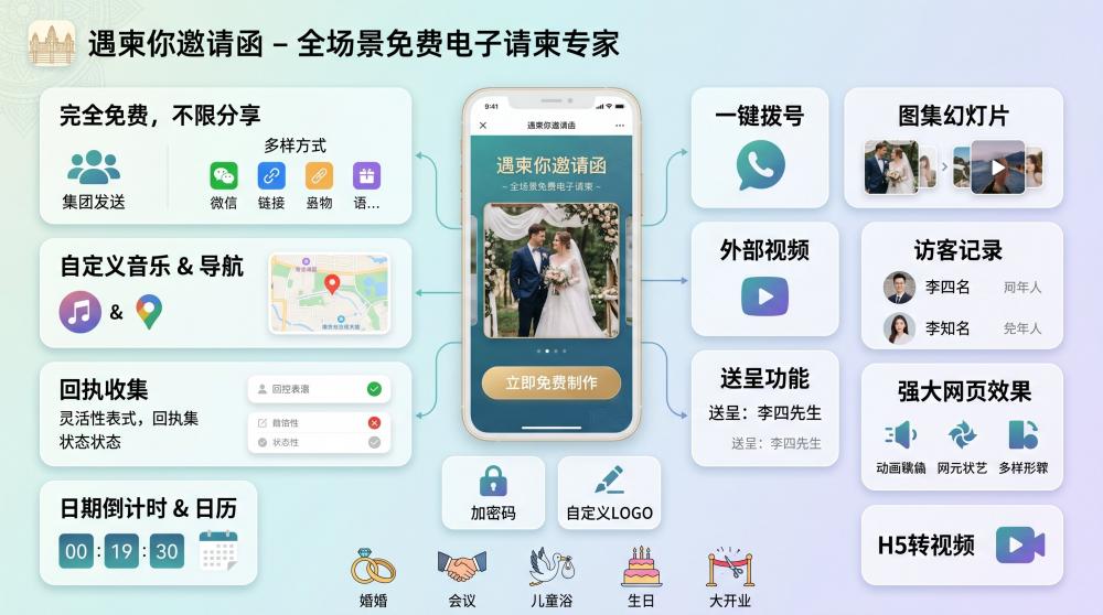 互联网公司年会怎么高级发圈？科技风电子请柬模板，氛围感直接拉满